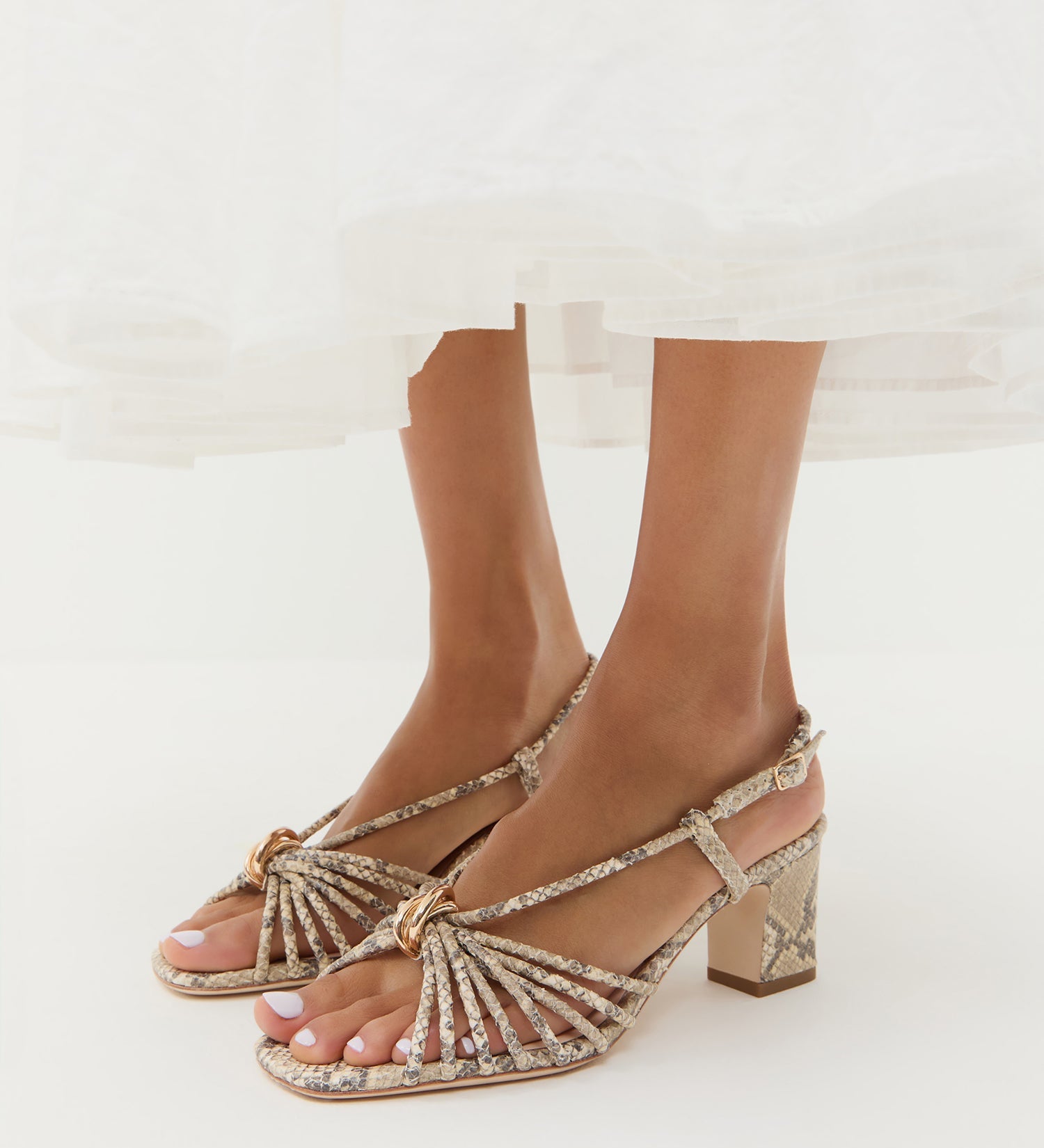 Loeffler Randall - Minna Snake Leather Heeled Sandal