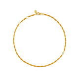 Dorsey - ENAMEL MOISSANITE ANKLET IN MOUTARDE, 18K GOLD VERMEIL