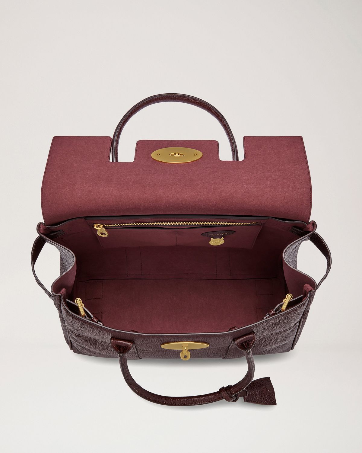 Mulberry Bayswater Oxblood Small Classic Grain — open interior