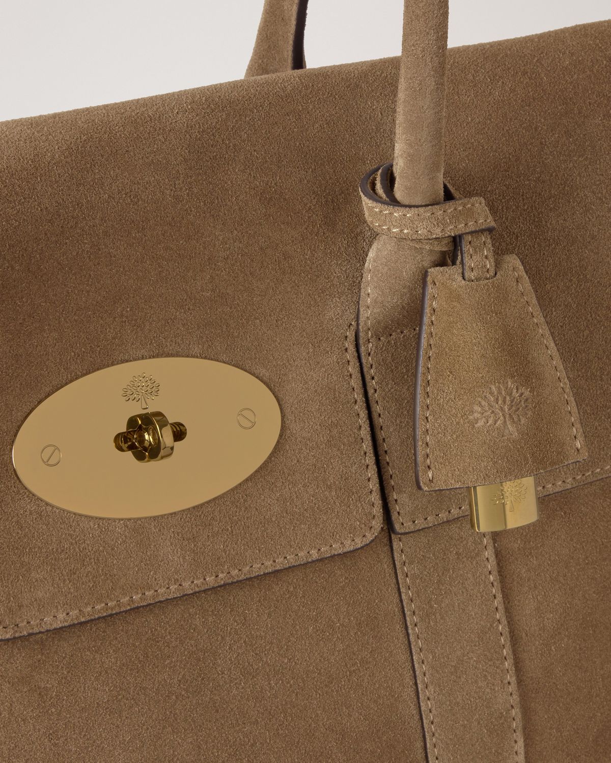 Mulberry - Bayswater Salcombe Sand Suede — Postman’s Lock and suede detail