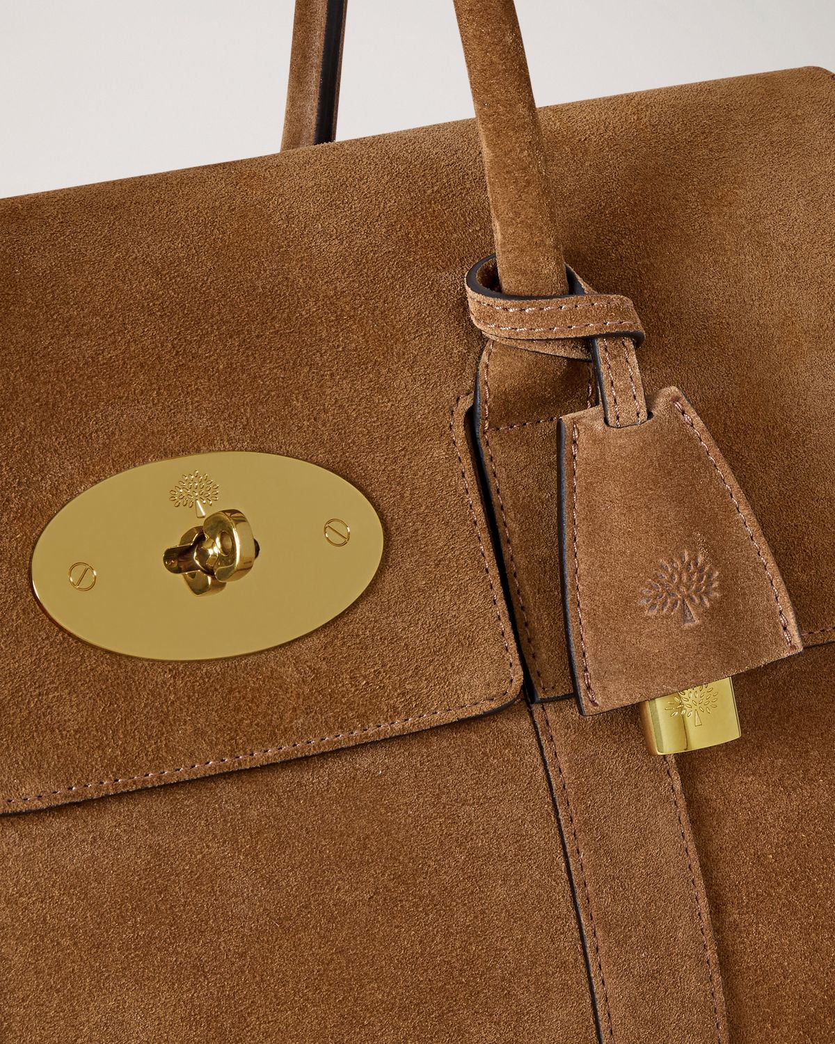 Mulberry - Bayswater Vintage Oak Suede — Postman’s Lock and suede detail