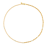 Dorsey - ENAMEL MOISSANITE NECKLACE IN NATUREL, 18K GOLD VERMEIL