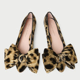 Loeffler Randall - Noa Leopard Velvet Bow Flat
