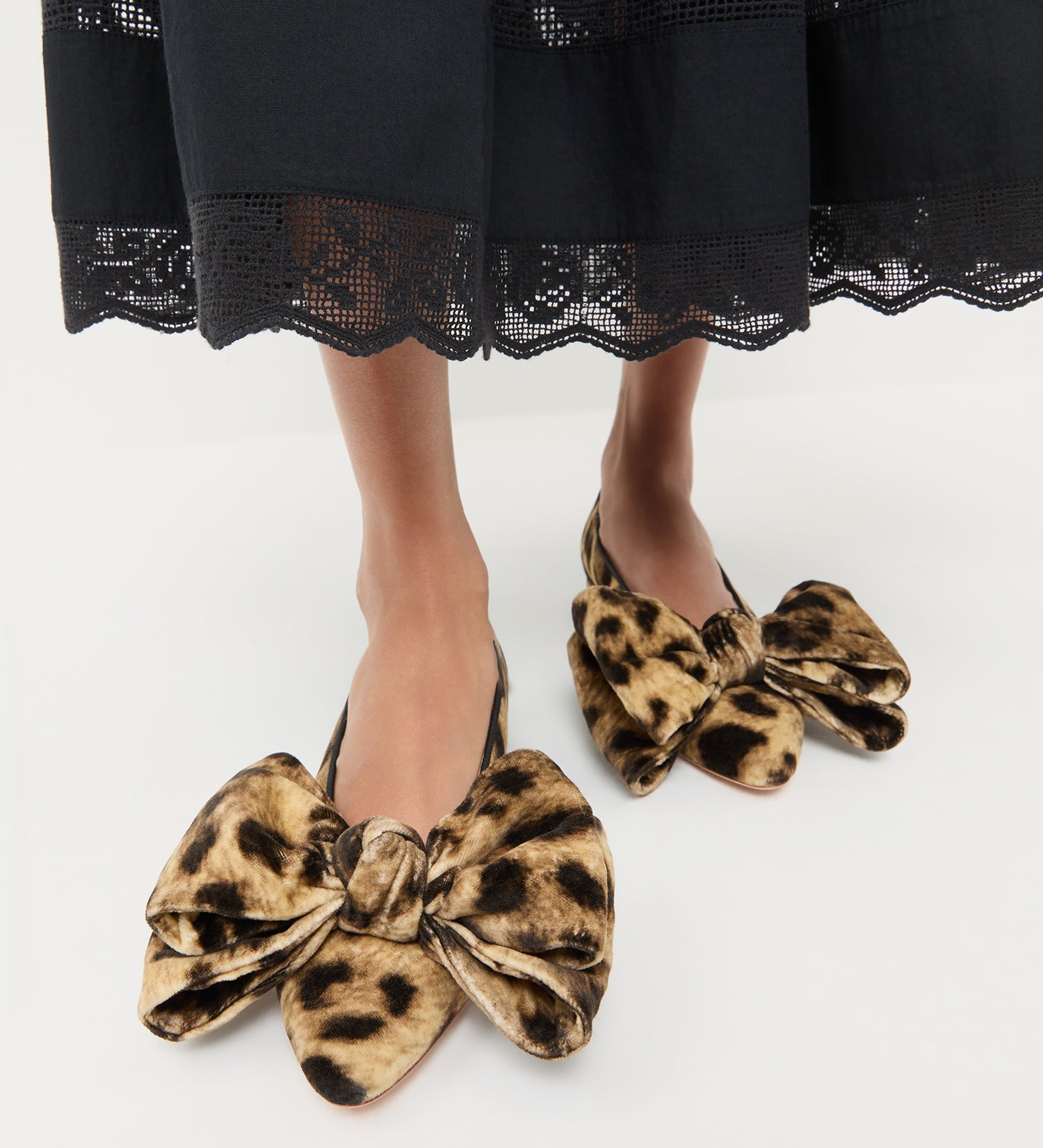 Loeffler Randall - Noa Leopard Velvet Bow Flat