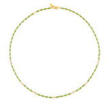 Dorsey - ENAMEL MOISSANITE NECKLACE IN OLIVE, 18K GOLD VERMEIL