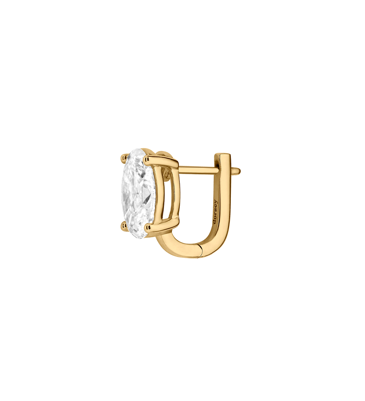 Dorsey - 14K ILLUSION HUGGIE IN OVAL - CUT LAB DIAMOND, 14K YELLOW GOLD