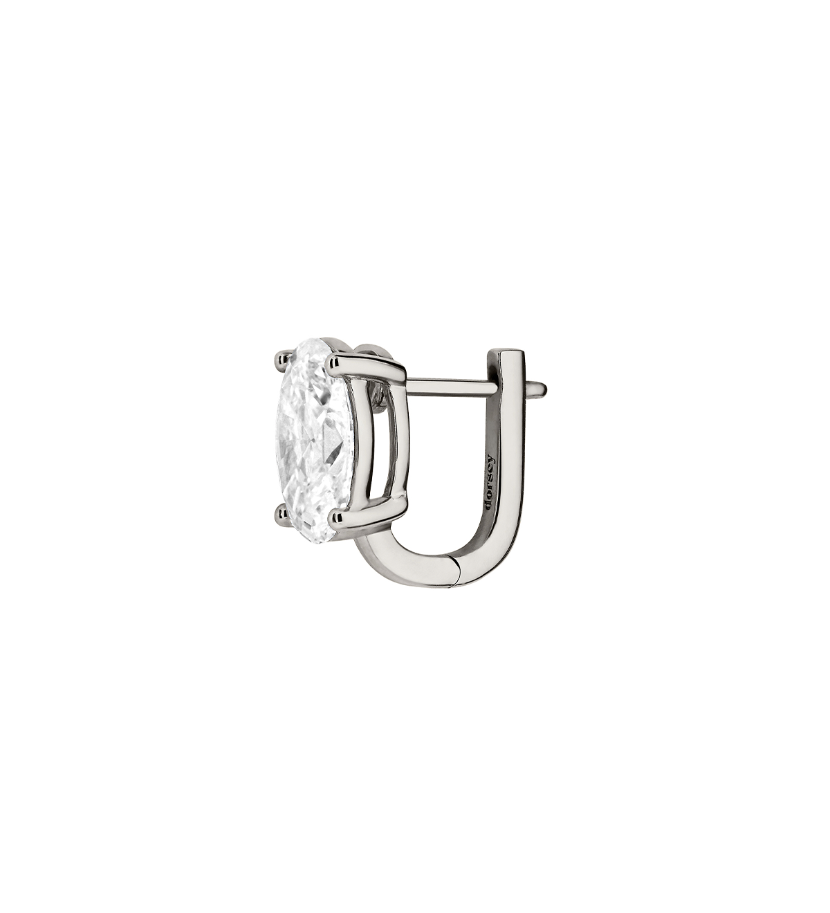 Dorsey - 14K ILLUSION HUGGIE IN OVAL - CUT LAB DIAMOND, 14K WHITE GOLD