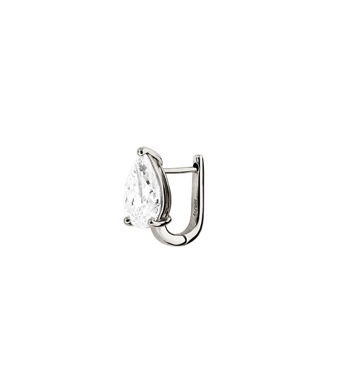 Dorsey - 14K ILLUSION HUGGIE IN PEAR - CUT LAB DIAMOND, 14K WHITE GOLD