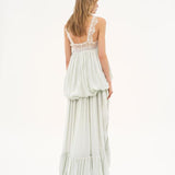 Chloé - High-low ruffled dress in silk habotai & lace