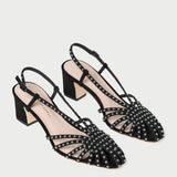 Loeffler Randall - Priscilla Black/Silver Suede Heeled Sandal