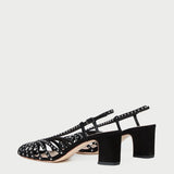 Loeffler Randall - Priscilla Black/Silver Suede Heeled Sandal