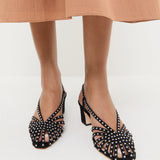 Loeffler Randall - Priscilla Black/Silver Suede Heeled Sandal