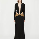 Christopher Esber - Contour Suede Belted Long Sleeve Gown