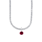 Dorsey - LAB RED SAPPHIRE EAST WEST OVAL PENDANT, SILVER