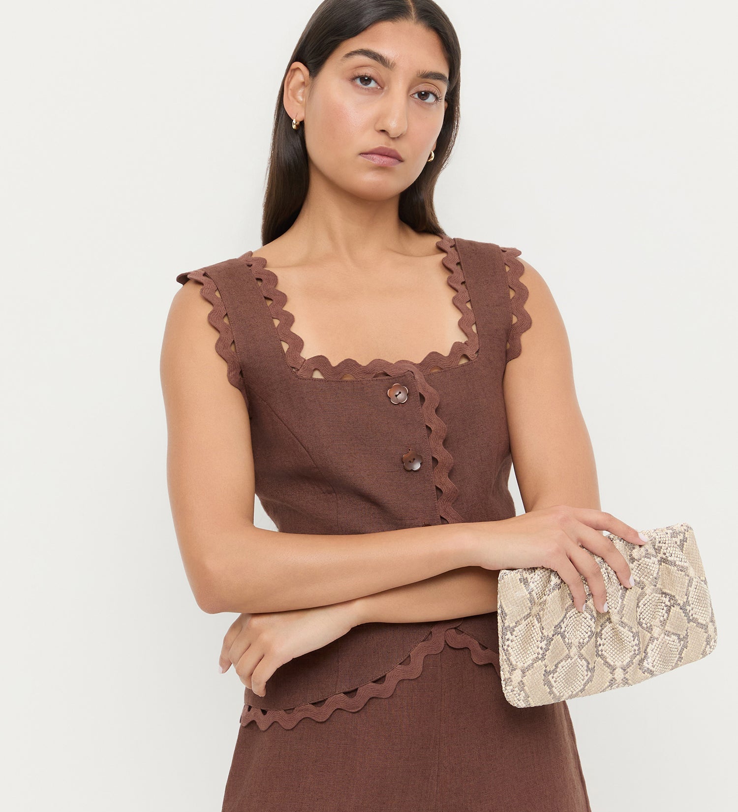 Loeffler Randall - Serena Snake Leather Gathered Clutch