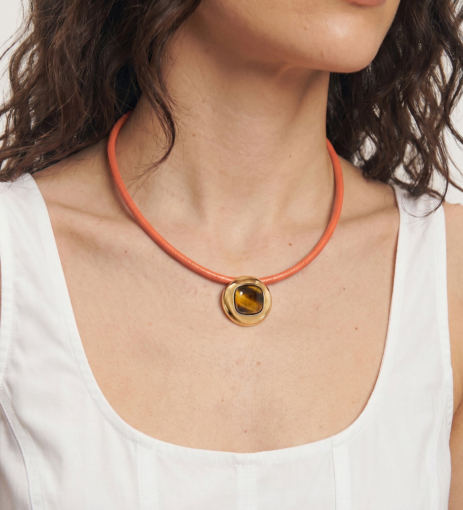 Veronica Beard - Tiger’s Eye Leather Cord Necklace
