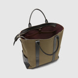 Métier - Mariner Zippered Tote Military Twill Khaki with Cacao