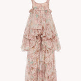 Chloé - High Low Ruffled Dress In Silk Mousseline
