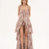 Chloé - High Low Ruffled Dress In Silk Mousseline