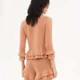 Chloé - Fitted Ruffled Cardigan In Crochet Knit in Cheek