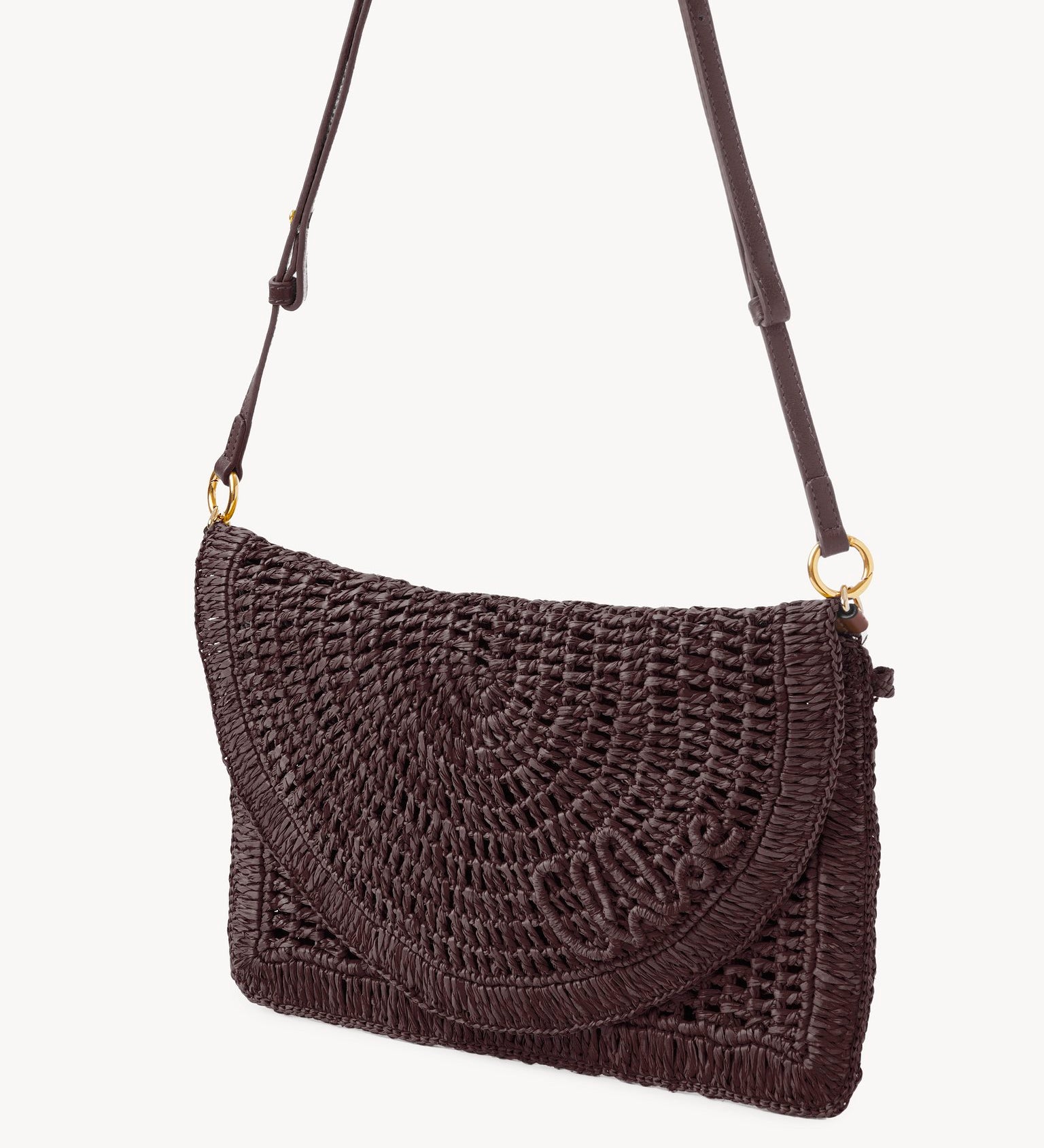 Chloé Chloé - Summer Banana flat pouch with strap in raffia