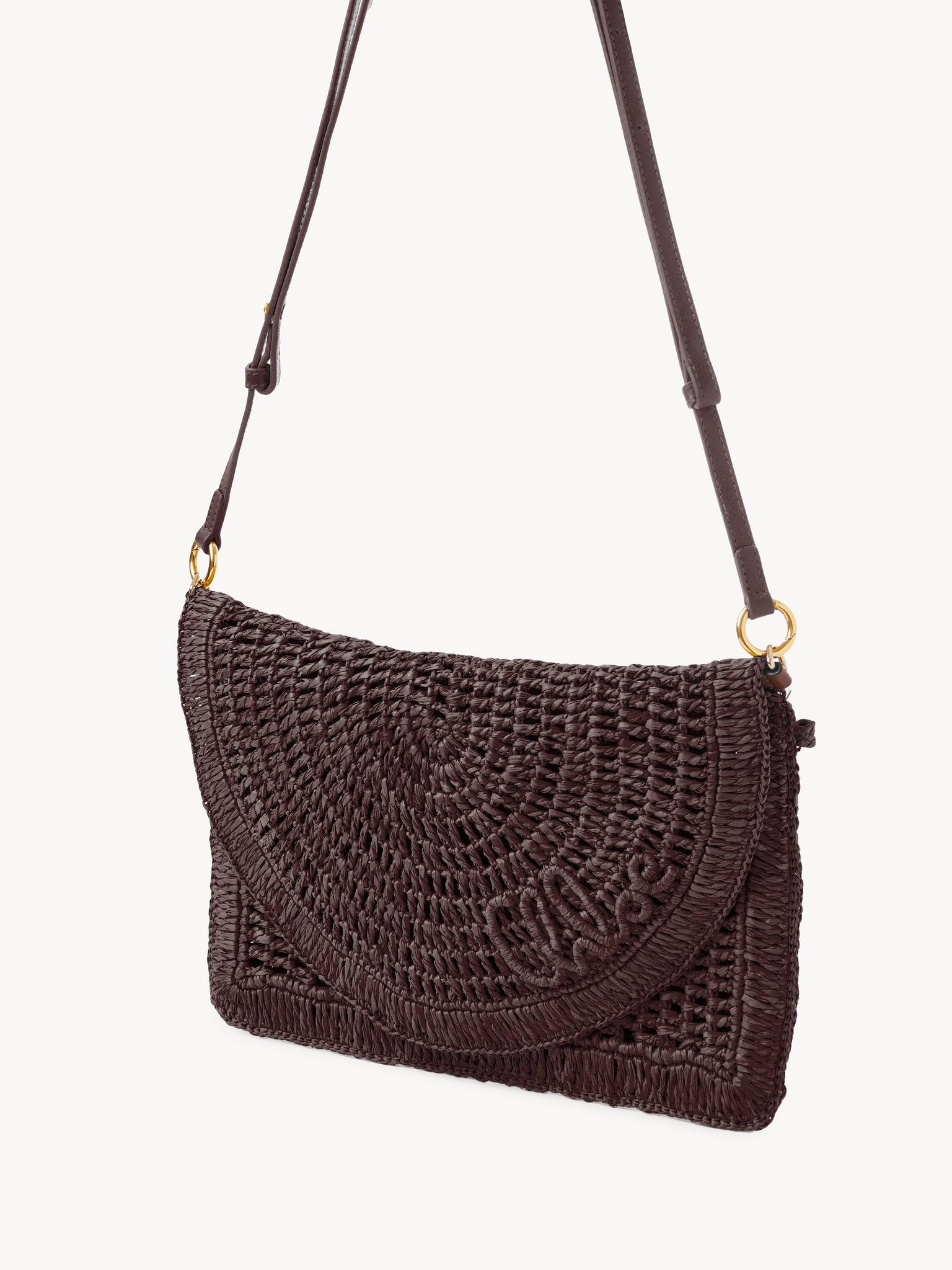 Chloé Chloé - Summer Banana flat pouch with strap in raffia