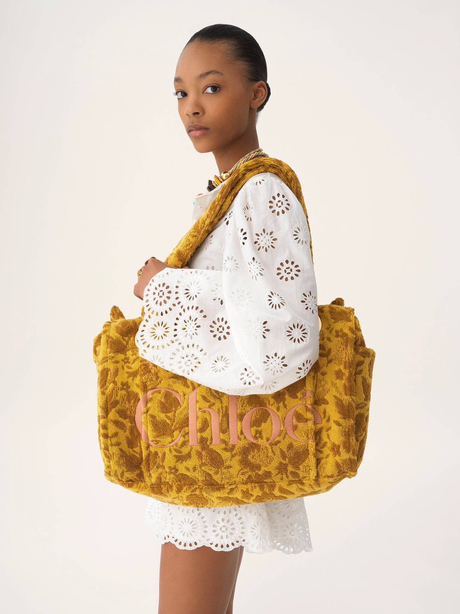 Chloé Chloé - Large Chloé Plage tote bag in jacquard terry