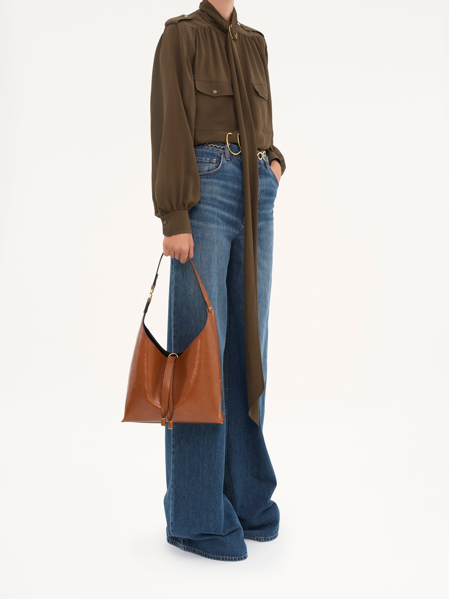 Chloé Chloé - Small Marcie hobo bag in shiny leather