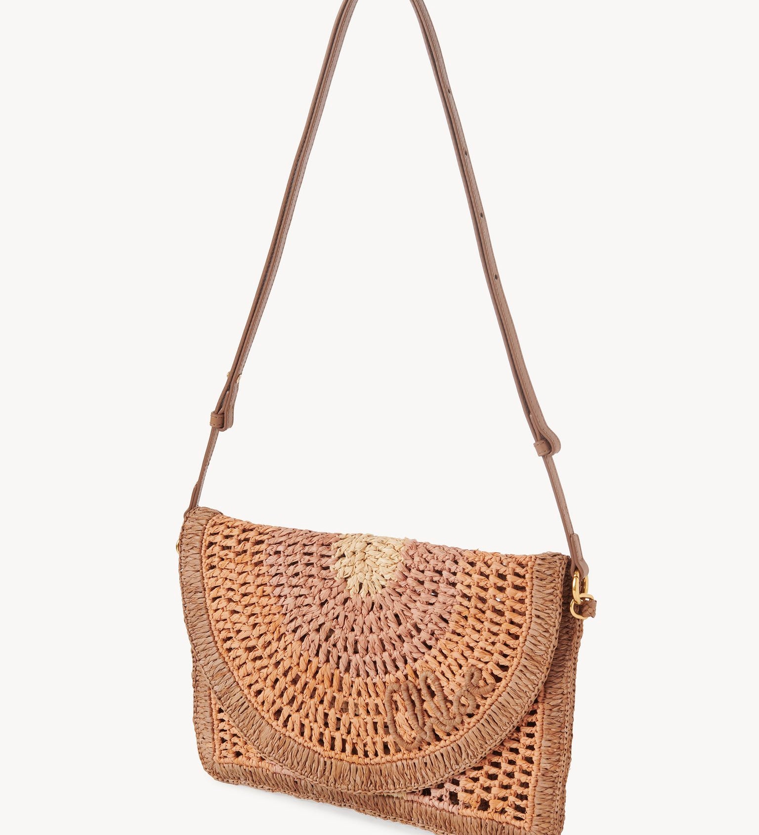Chloé Chloé - Summer Banana flat pouch with strap in raffia