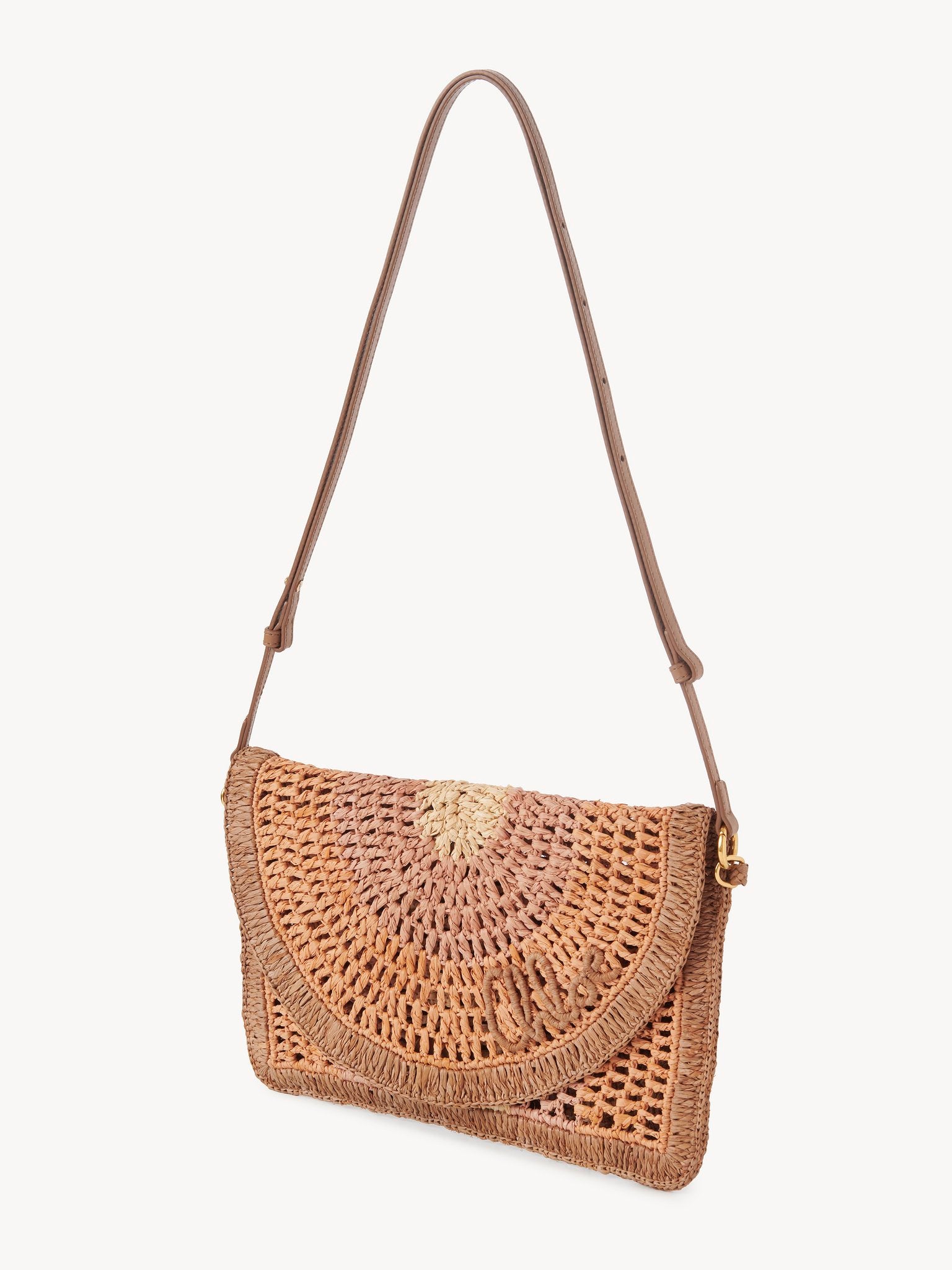 Chloé Chloé - Summer Banana flat pouch with strap in raffia