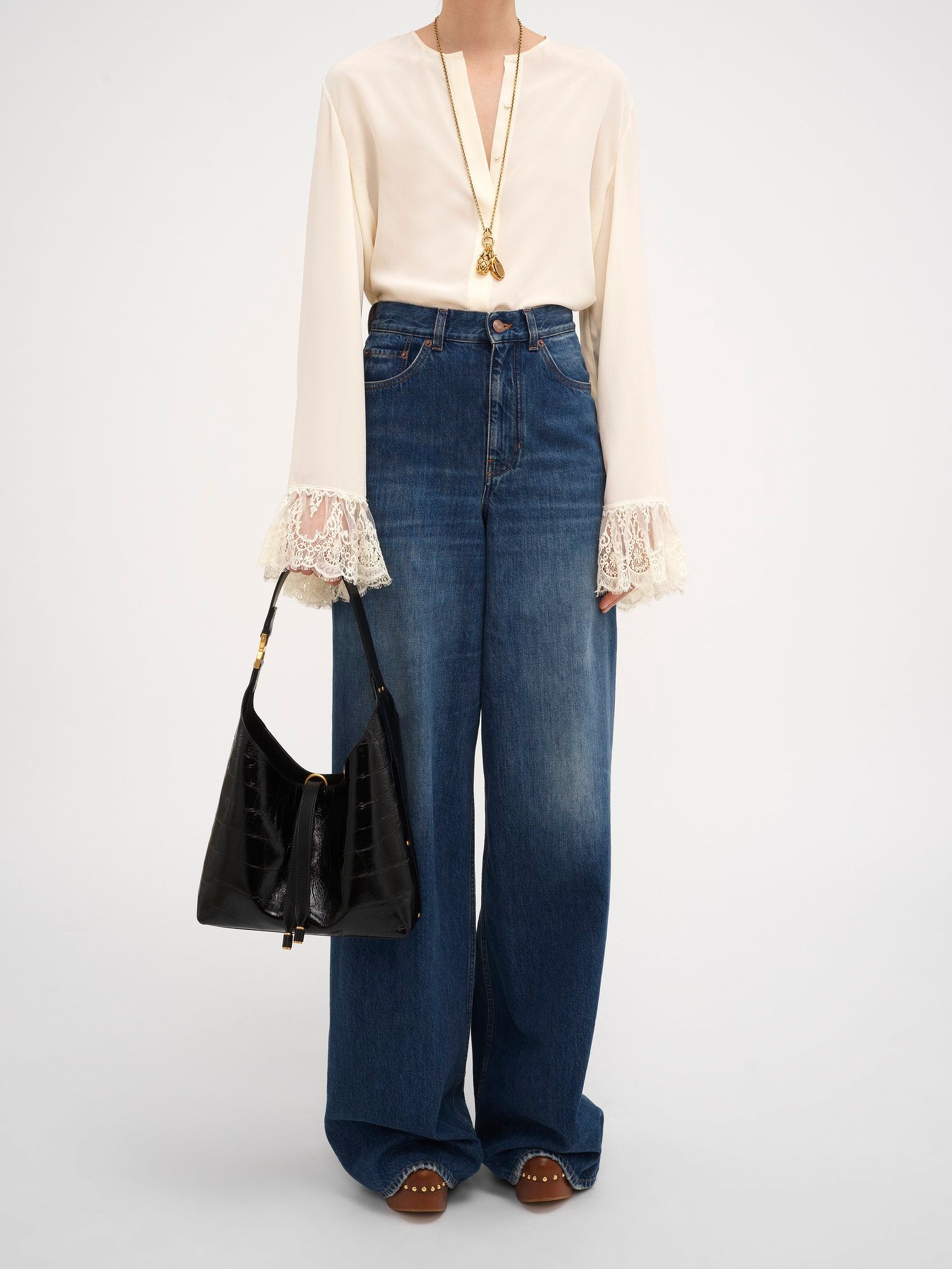 Chloé Chloé - Small Marcie hobo bag in croco-effect leather
