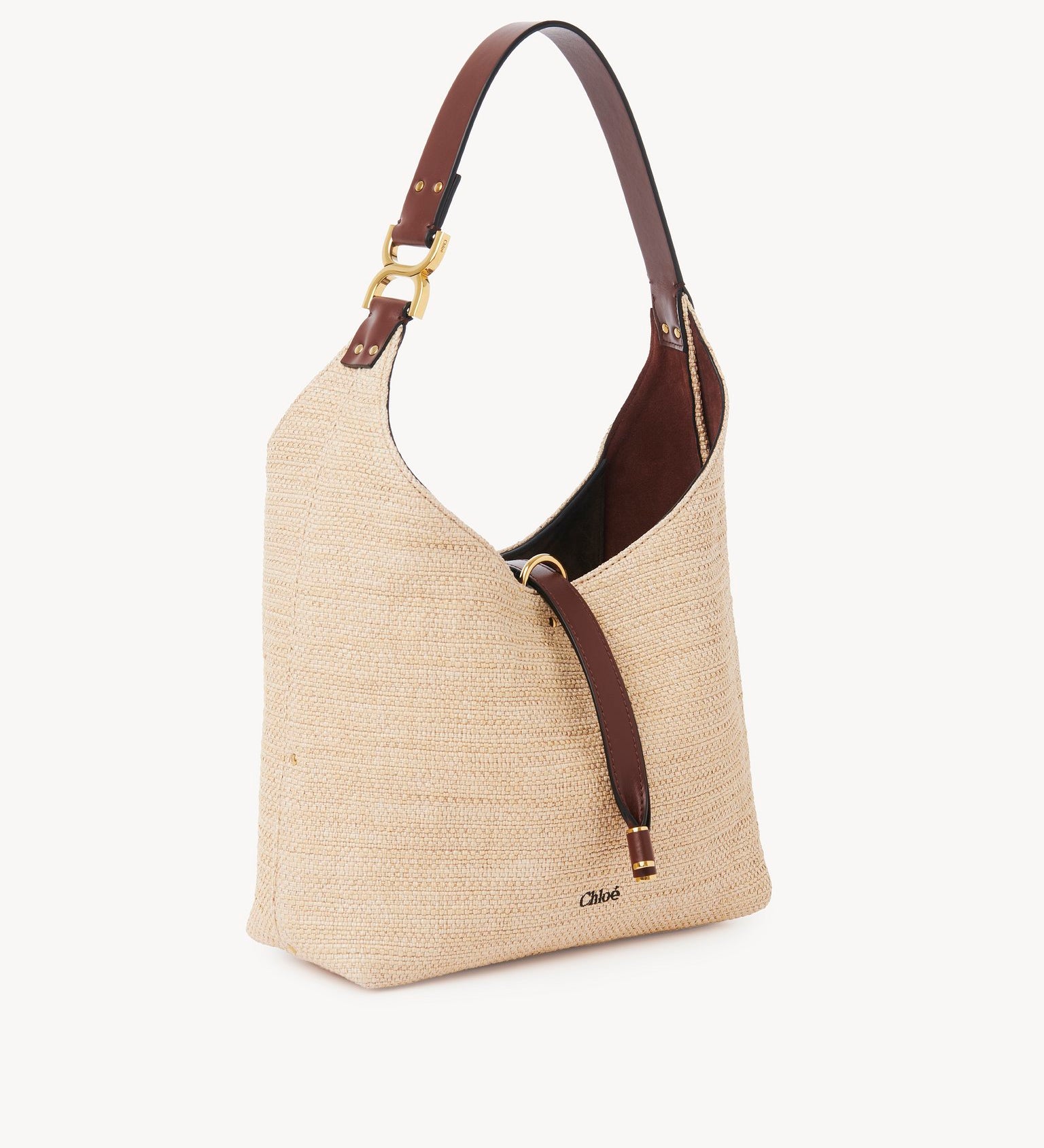 Chloé Chloé - Small Marcie hobo bag in raffia-effect fibres 