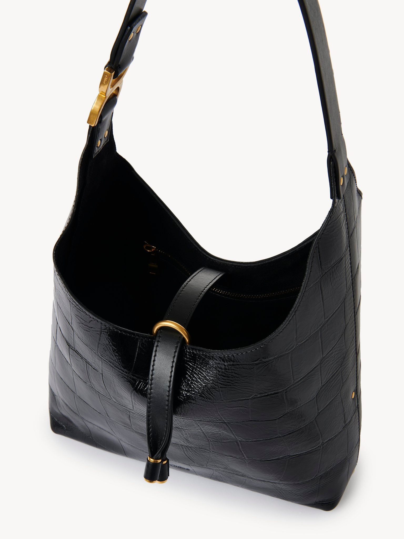 Chloé Chloé - Small Marcie hobo bag in croco-effect leather