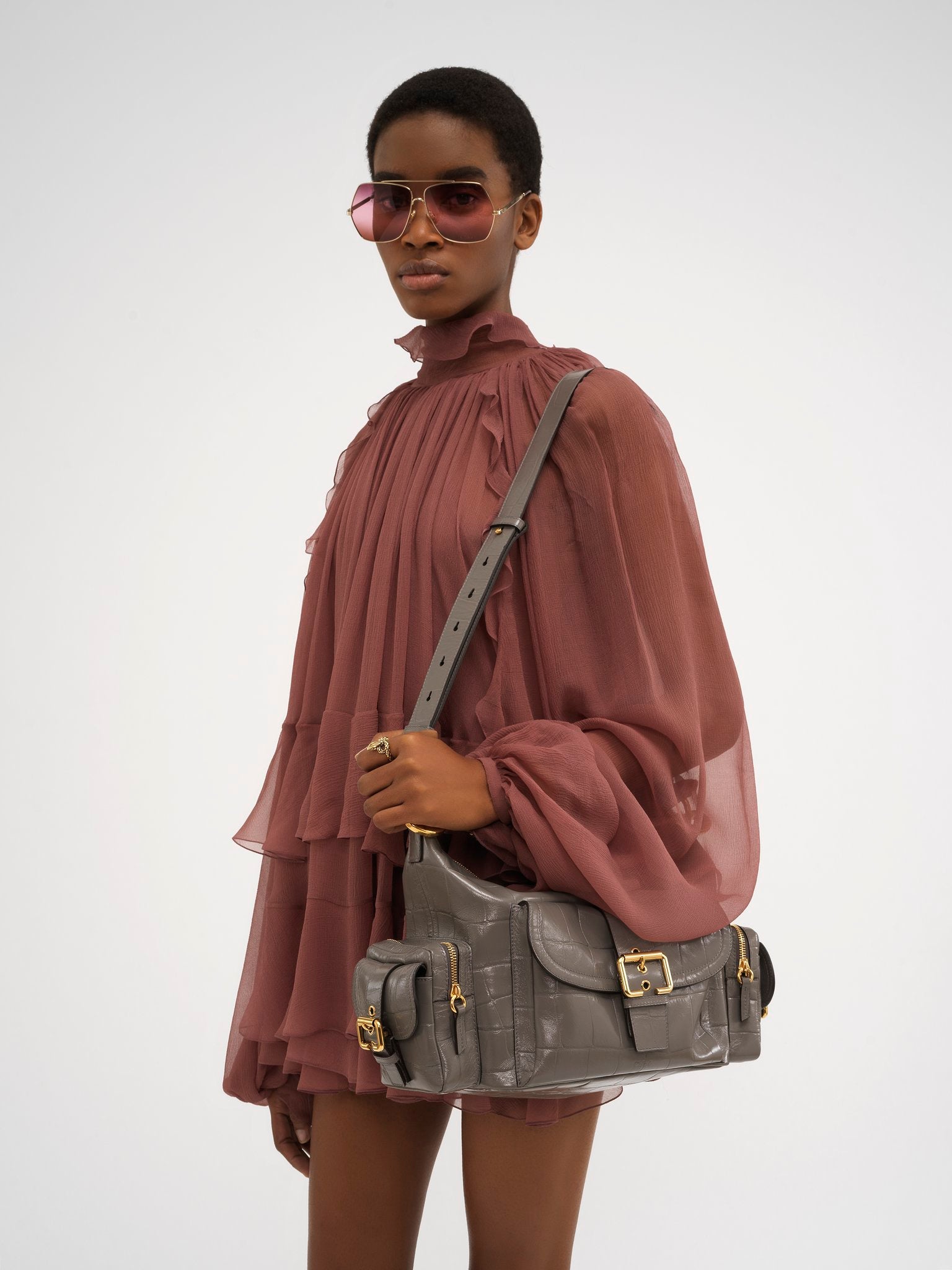 Chloé Chloé - Camera bag in croco-effect leather