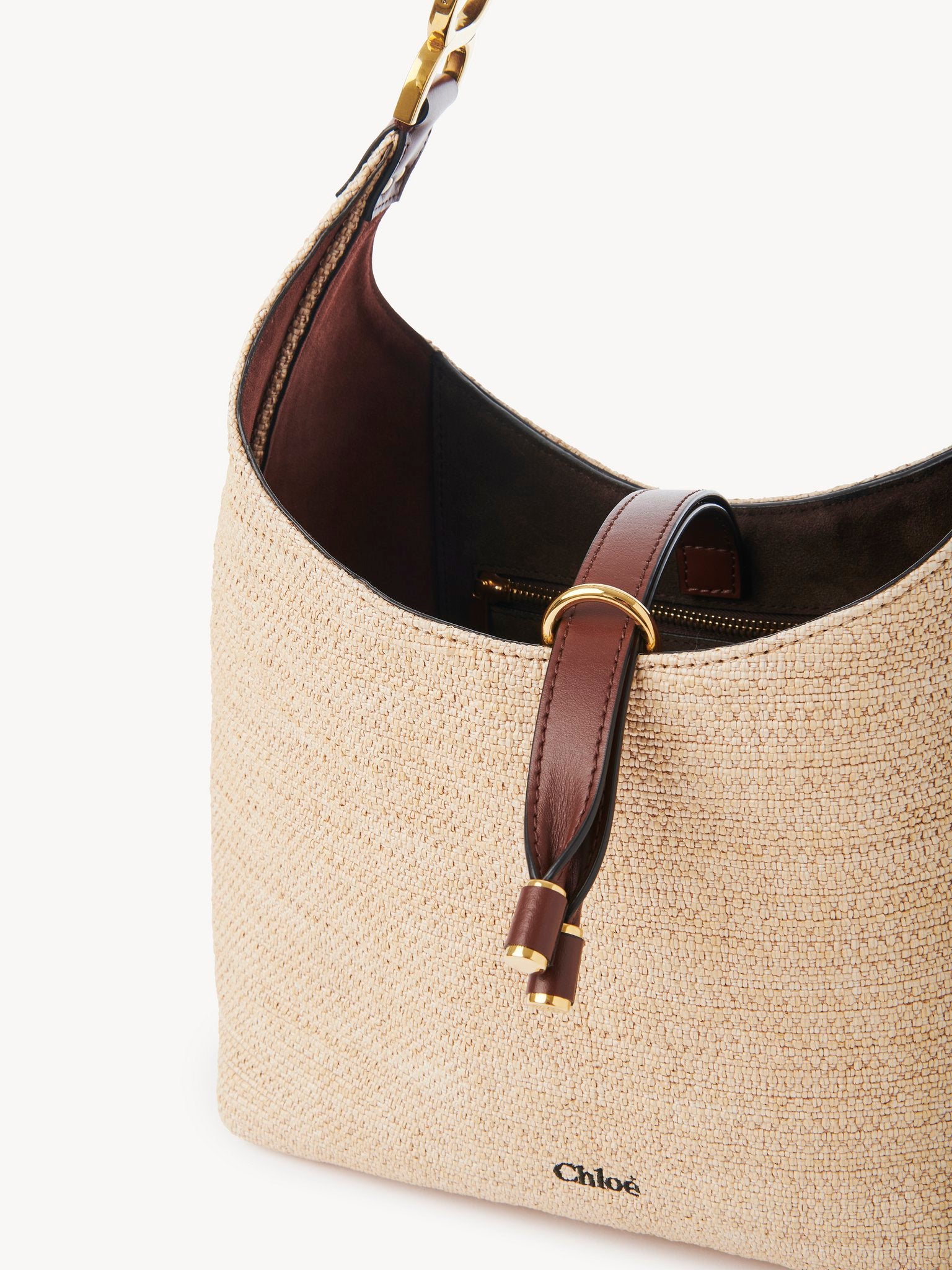 Chloé Chloé - Small Marcie hobo bag in raffia-effect fibres 