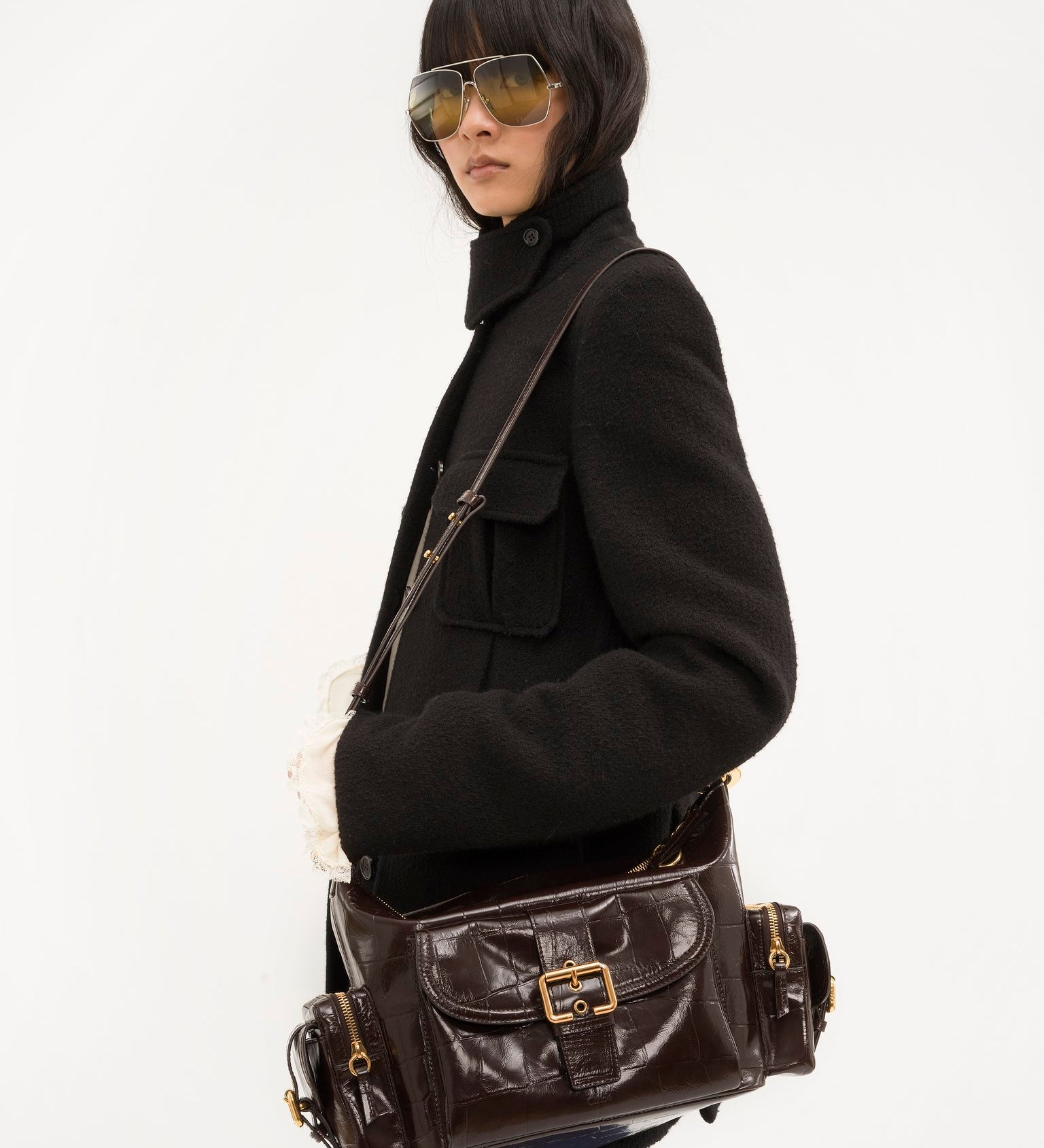 Chloé Chloé - Camera bag in croco-effect leather