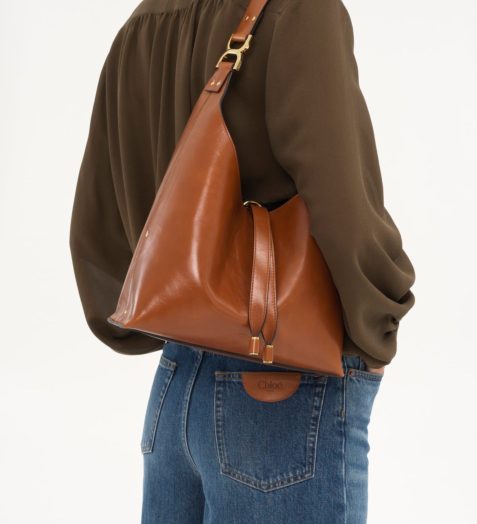 Chloé Chloé - Small Marcie hobo bag in shiny leather