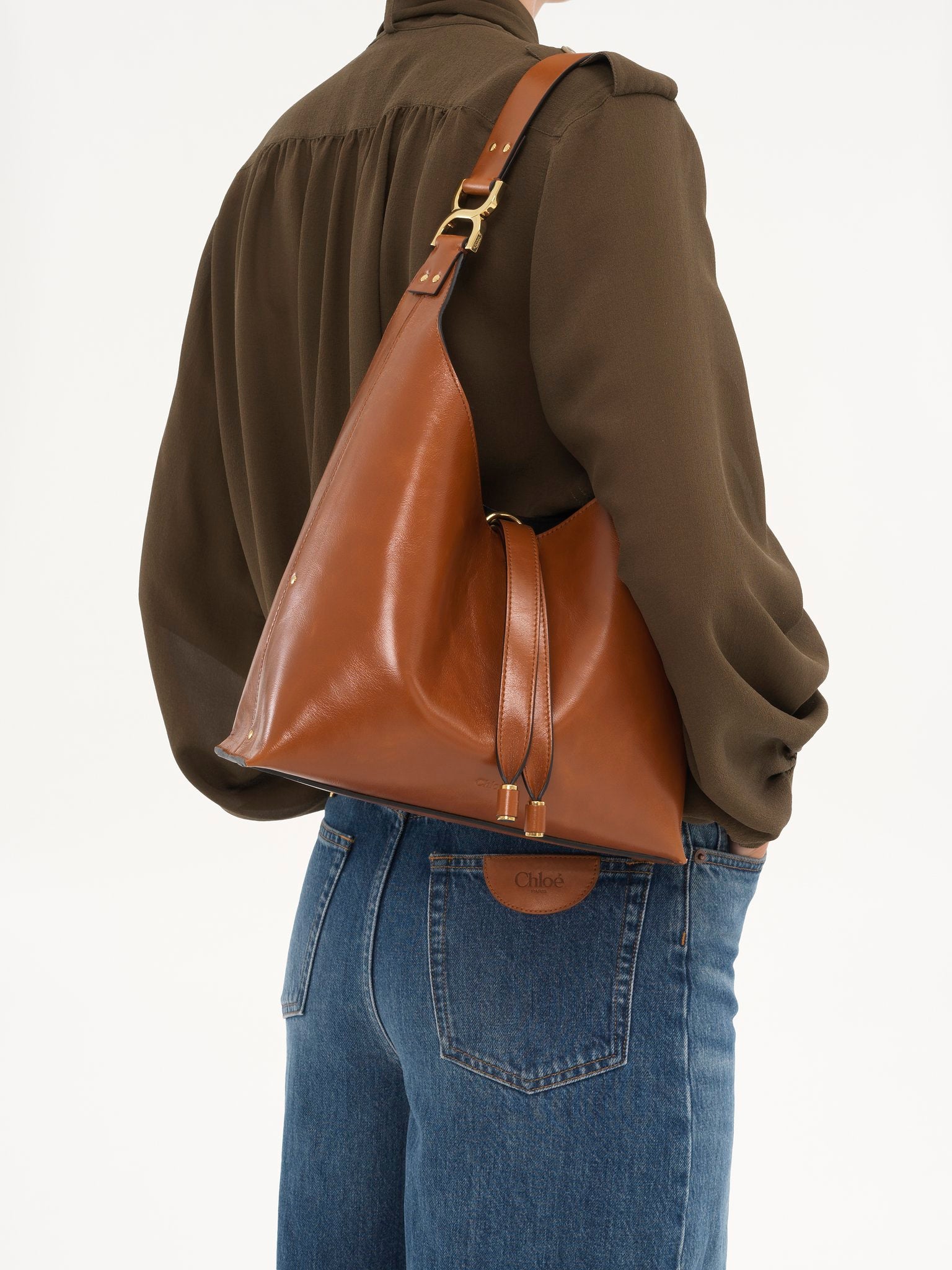 Chloé Chloé - Small Marcie hobo bag in shiny leather