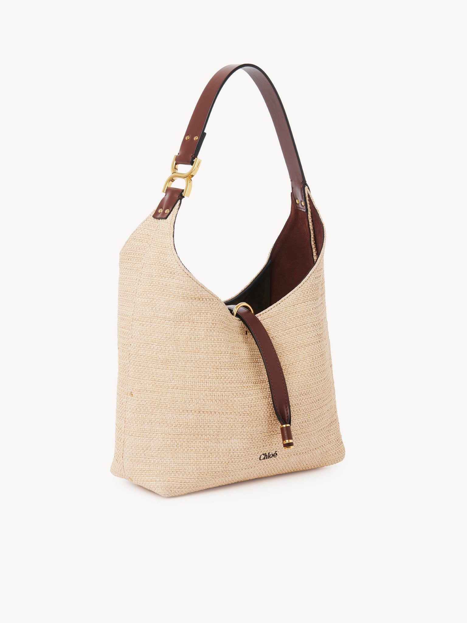 Chloé Chloé - Small Marcie hobo bag in raffia-effect fibres 