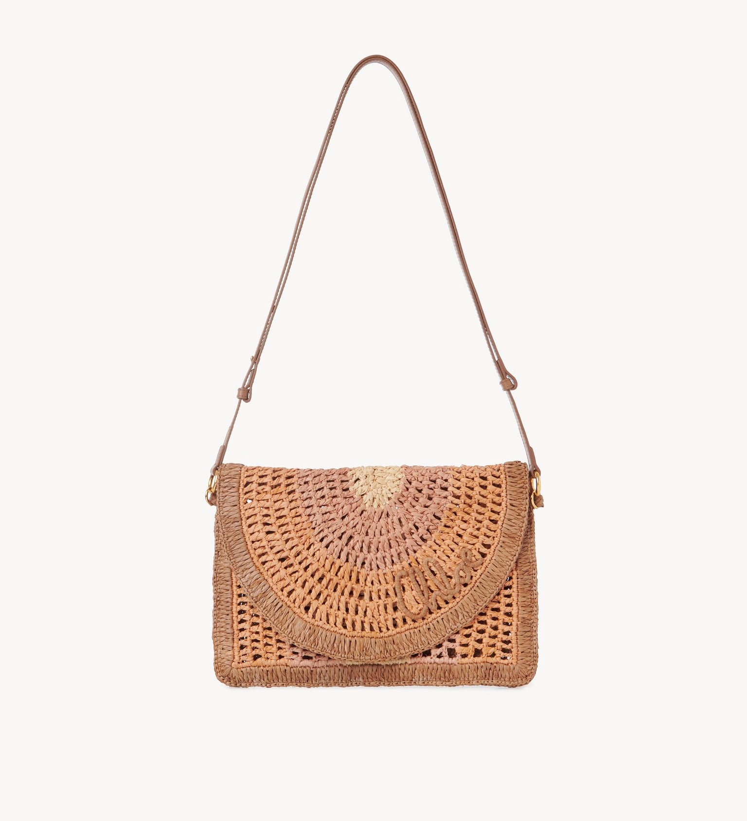 Chloé Chloé - Summer Banana flat pouch with strap in raffia