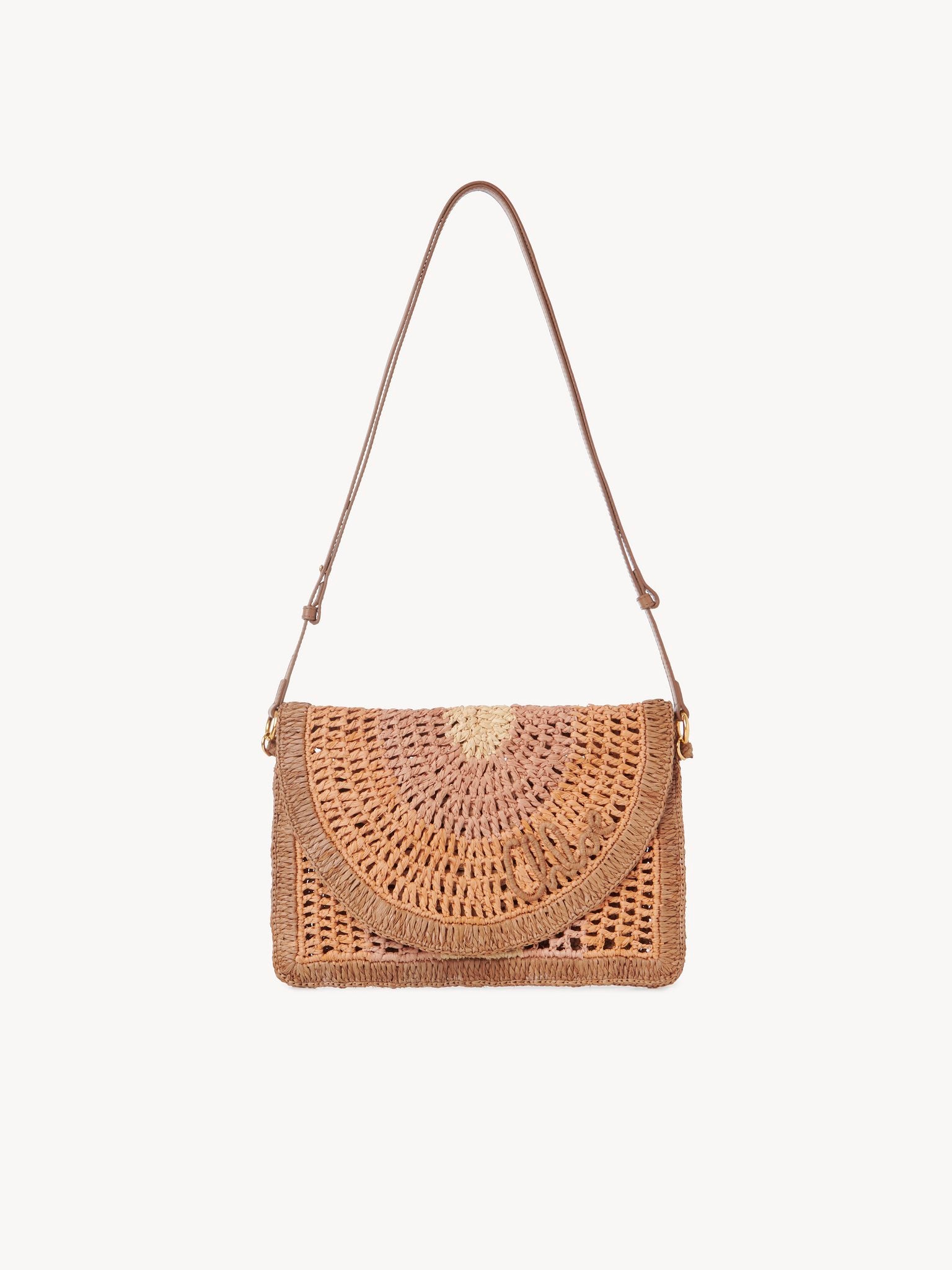 Chloé Chloé - Summer Banana flat pouch with strap in raffia