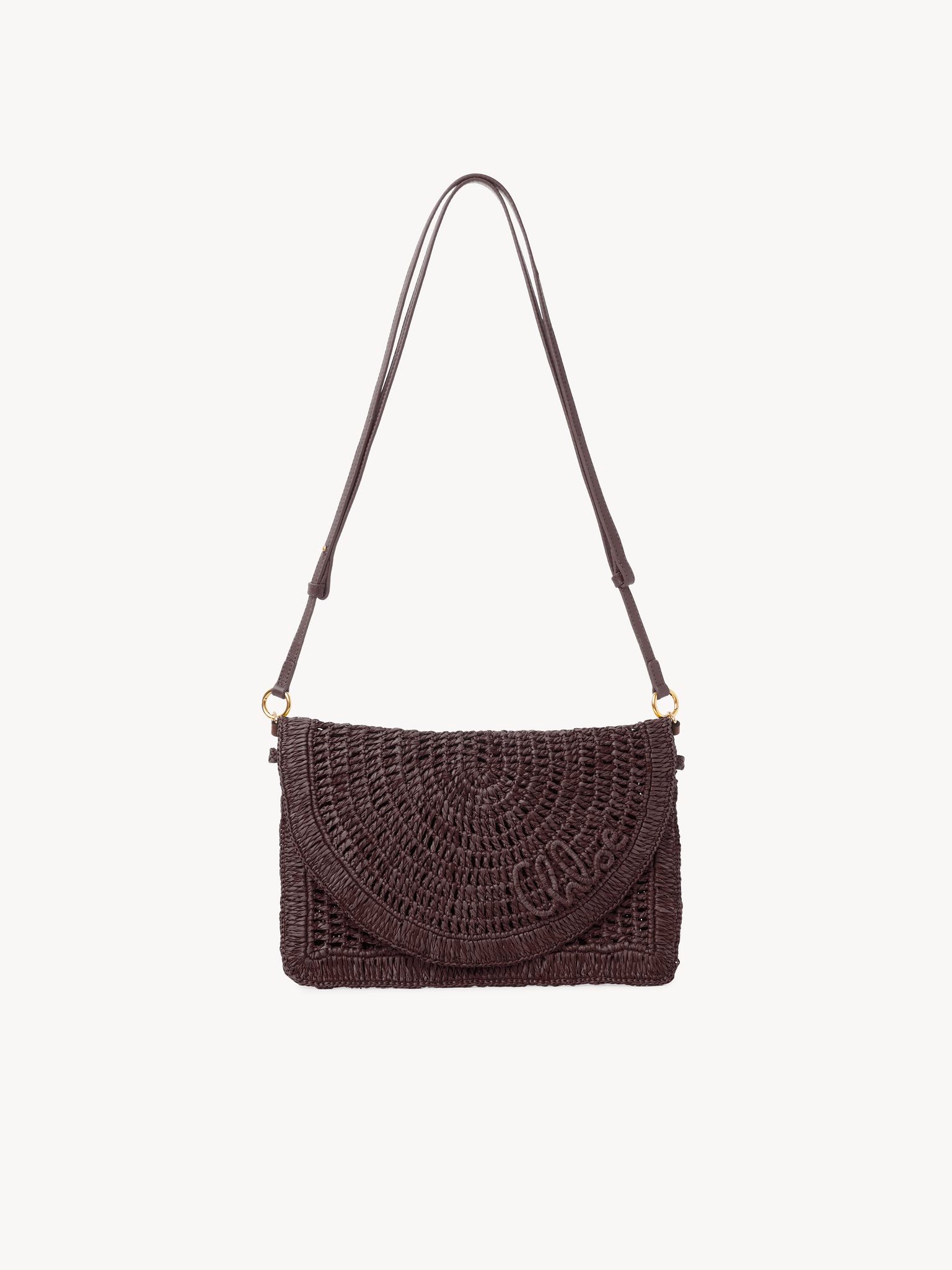 Chloé Chloé - Summer Banana flat pouch with strap in raffia