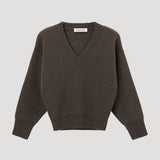 ROHE - Sculptural compact v-neck | forest melange