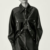 The Bea Top in Black Leather - The Iconic Issue