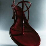 The Linden Sandal in Scarlet Patent Leather