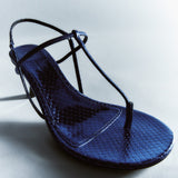 The Linden Sandal in Sapphire Metallic Leather