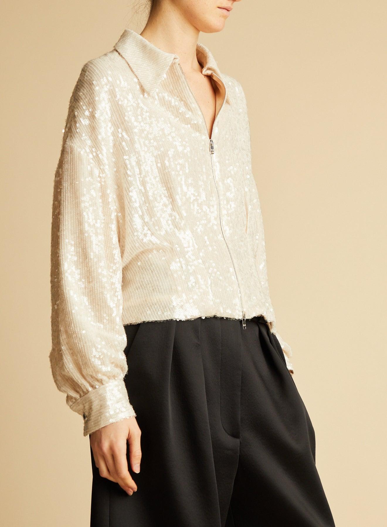 The Arnaud Jacket in Beige Sequin - The Iconic Issue