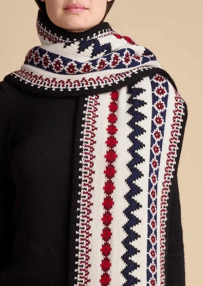 The Leroi Fairisle Scarf in Red Multi - The Iconic Issue