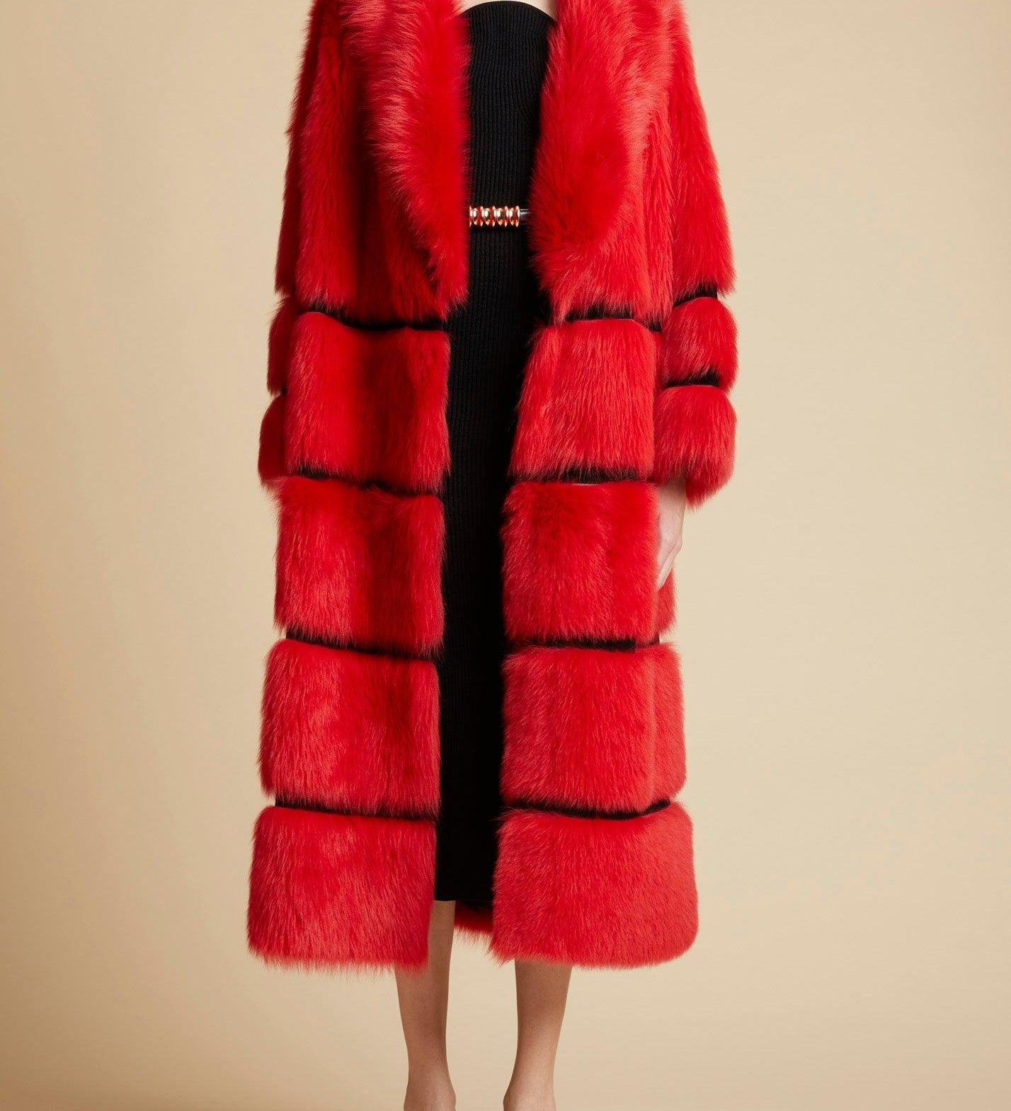 The Ada Shearling Coat in Red - The Iconic Issue