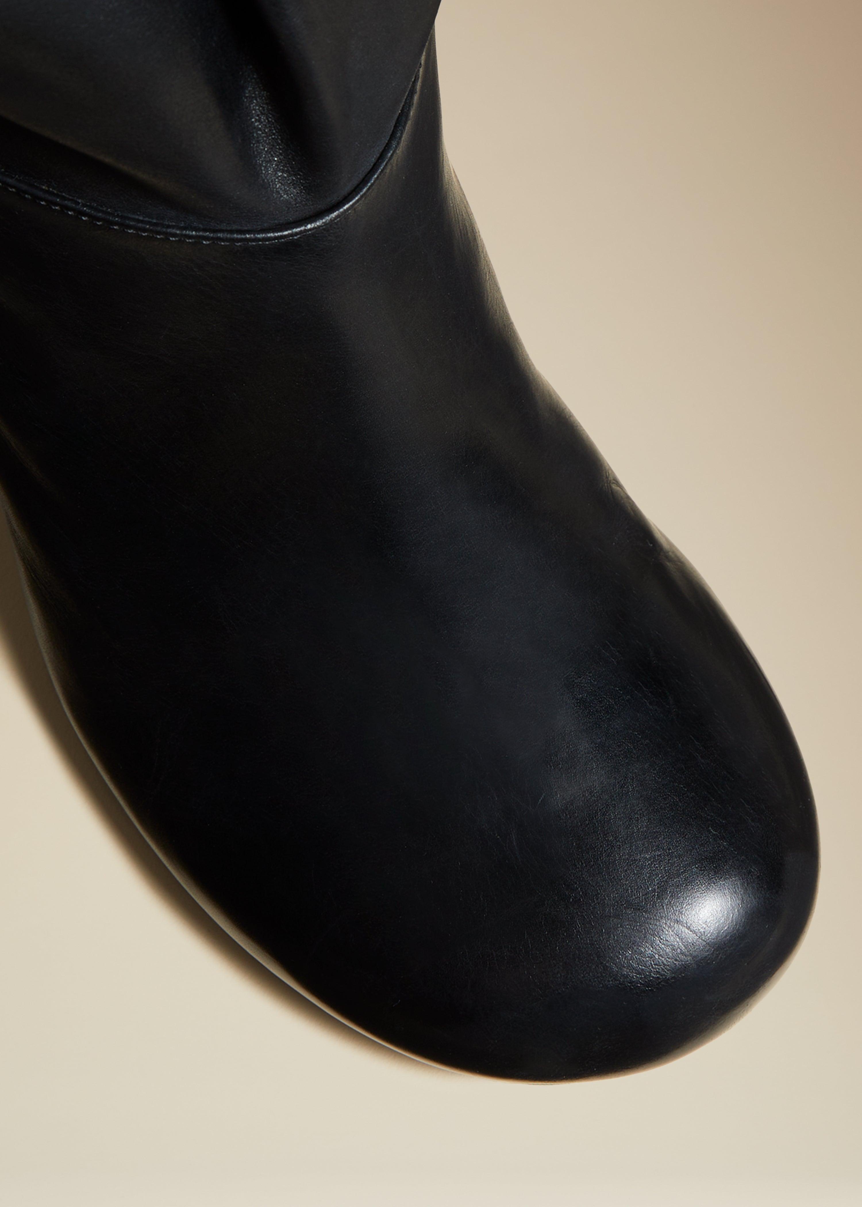 The Admiral Knee-High Boot in Black Leather - The Iconic Issue